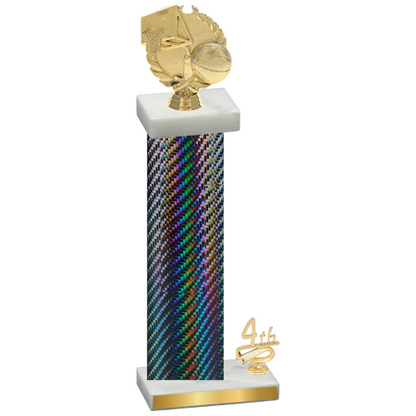 Accented Single Black Carbon Fiber Fourth Place Basketball Trophy