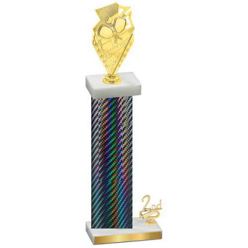 Accented Single Black Carbon Fiber Second Place Pickleball Trophy