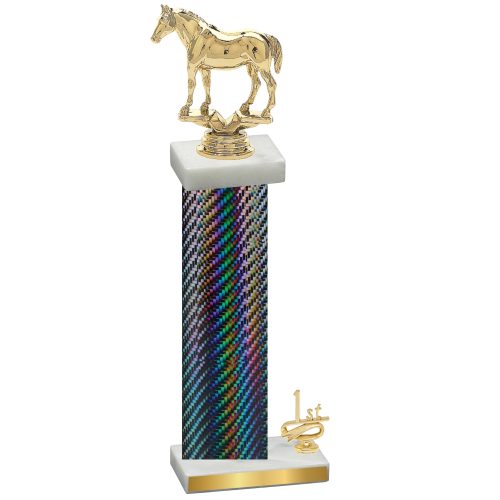 Accented Single Black Carbon Fiber First Place Horses Trophy