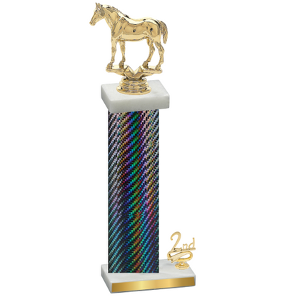 Accented Single Black Carbon Fiber Second Place Horses Trophy