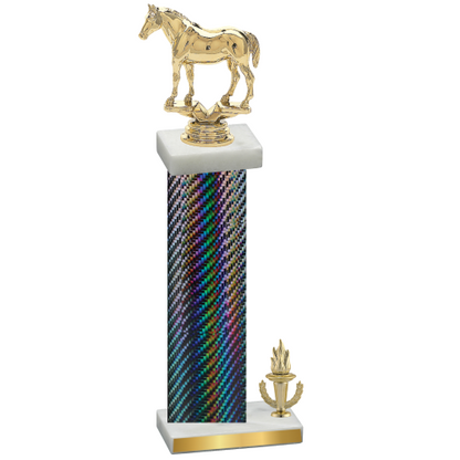 Accented Single Black Carbon Fiber Victory Horses Trophy