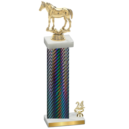 Accented Single Black Carbon Fiber Year Horses Trophy