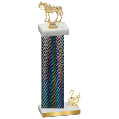 Accented Single Black Carbon Fiber Second Place Horses Trophy