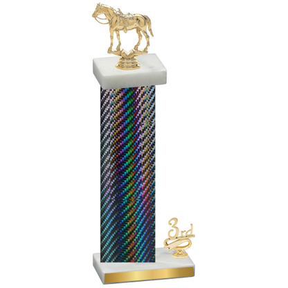 Accented Single Black Carbon Fiber Third Place Horses Trophy