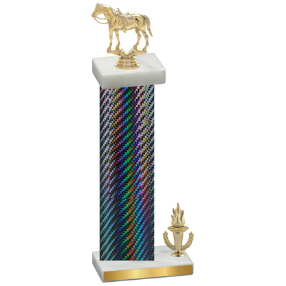 Accented Single Black Carbon Fiber Victory Horses Trophy