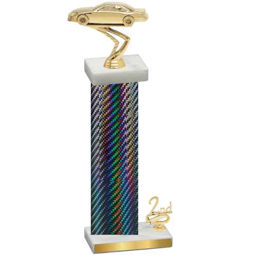 Accented Single Black Carbon Fiber Second Place Cars Trophy