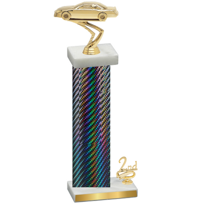 Accented Single Black Carbon Fiber Second Place Cars Trophy