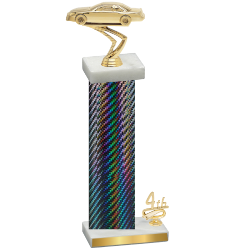 Accented Single Black Carbon Fiber Fourth Place Cars Trophy