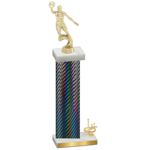 Accented Single Black Carbon Fiber First Place Basketball Trophy