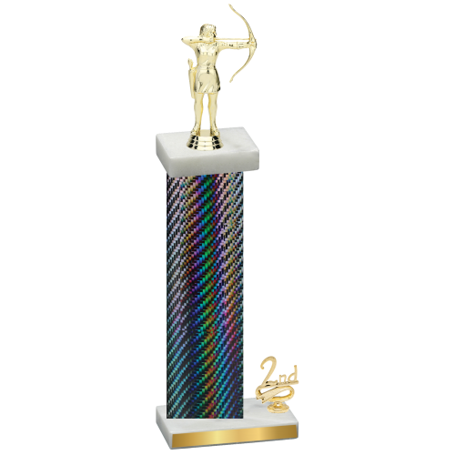 Accented Single Black Carbon Fiber Second Place Archery Trophy