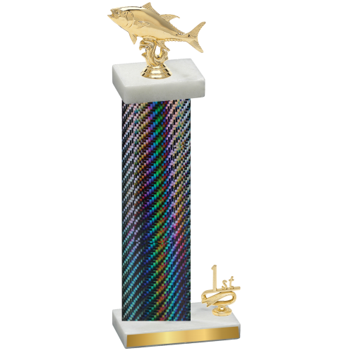 Accented Single Black Carbon Fiber First Place Fishing Trophy