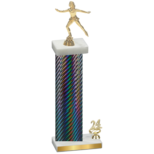 Accented Single Black Carbon Fiber Year Skater Trophy