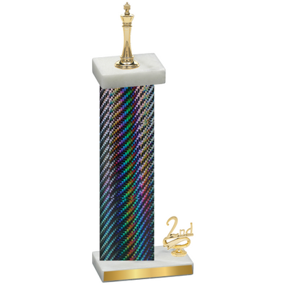 Accented Single Black Carbon Fiber Second Place Chess Trophy