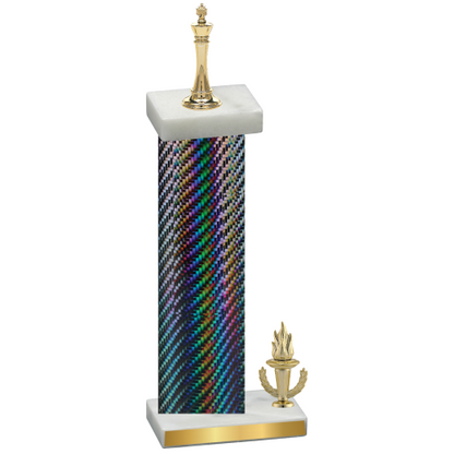 Accented Single Black Carbon Fiber Victory Chess Trophy