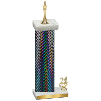 Accented Single Black Carbon Fiber Year Chess Trophy