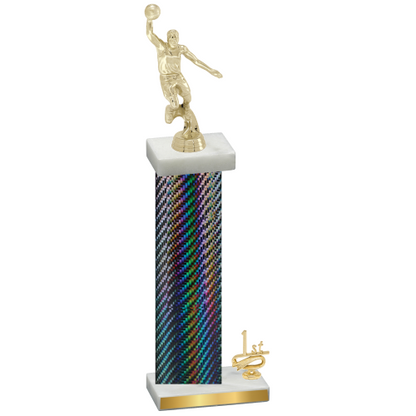 Accented Single Black Carbon Fiber First Place Basketball Trophy