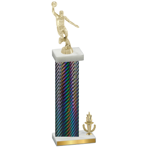 Accented Single Black Carbon Fiber Victory Basketball Trophy