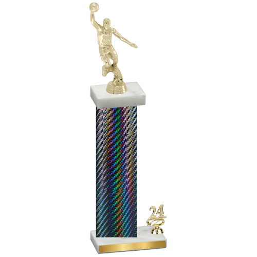 Accented Single Black Carbon Fiber Year Basketball Trophy