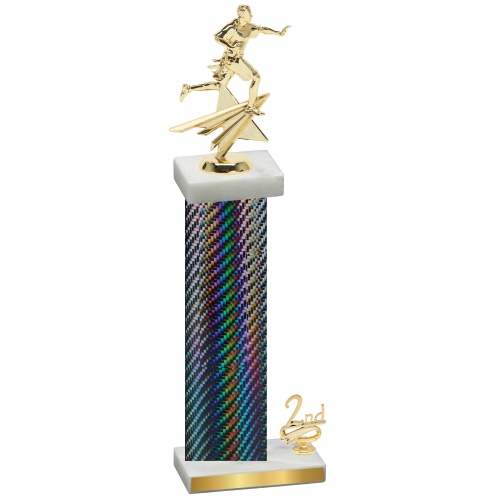 Accented Single Black Carbon Fiber Second Place Flag Football Trophy