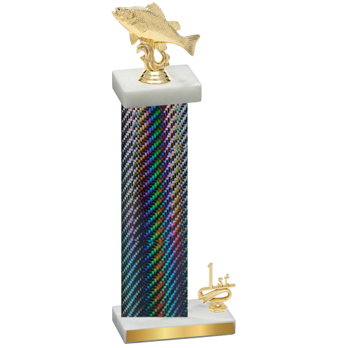 Accented Single Black Carbon Fiber First Place Fishing Trophy