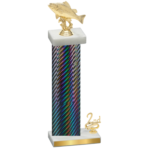 Accented Single Black Carbon Fiber Second Place Fishing Trophy