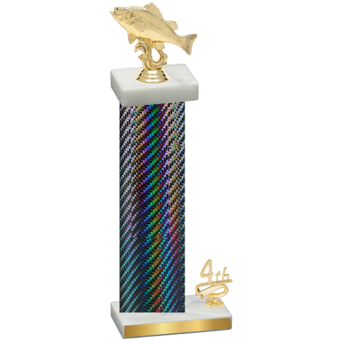 Accented Single Black Carbon Fiber Fourth Place Fishing Trophy