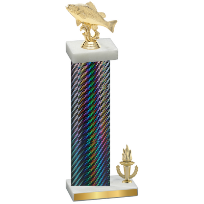 Accented Single Black Carbon Fiber Victory Fishing Trophy