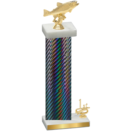 Accented Single Black Carbon Fiber First Place Fishing Trophy