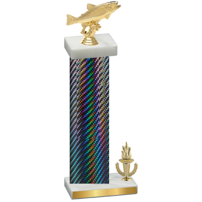 Accented Single Black Carbon Fiber Victory Fishing Trophy