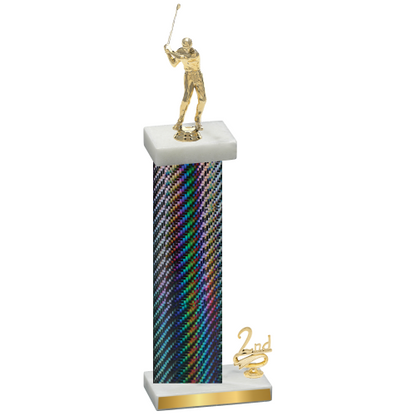 Accented Single Black Carbon Fiber Second Place Golf Trophy