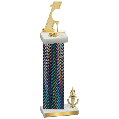 Accented Single Black Carbon Fiber Victory Golf Trophy