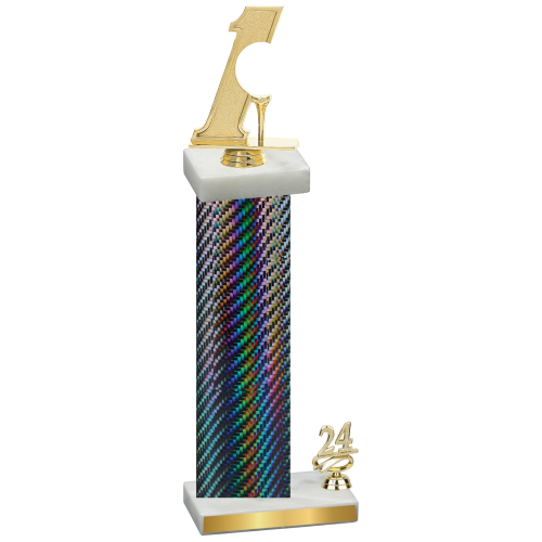 Accented Single Black Carbon Fiber Year Golf Trophy