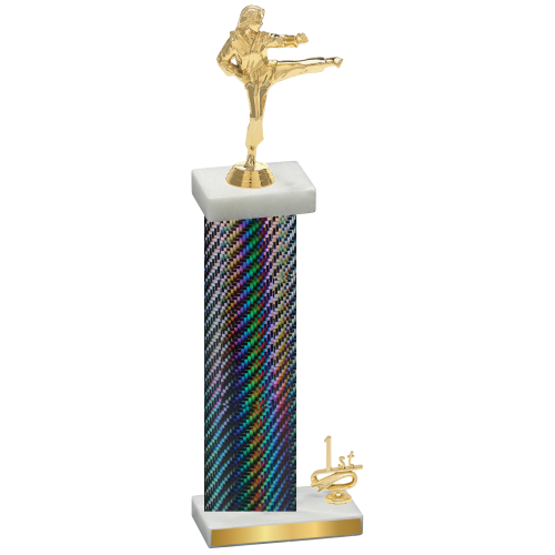 Accented Single Black Carbon Fiber First Place Karate Trophy