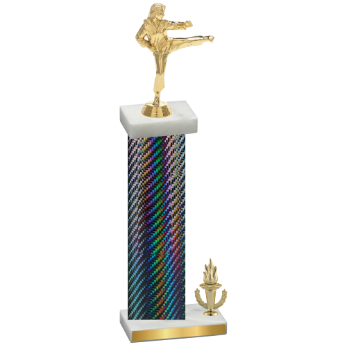 Accented Single Black Carbon Fiber Victory Karate Trophy