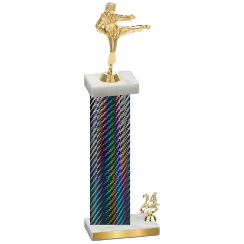 Accented Single Black Carbon Fiber Year Karate Trophy