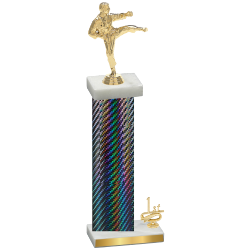 Accented Single Black Carbon Fiber First Place Karate Trophy