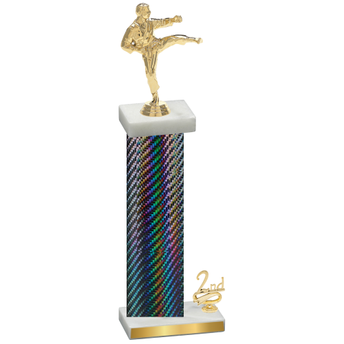 Accented Single Black Carbon Fiber Second Place Karate Trophy