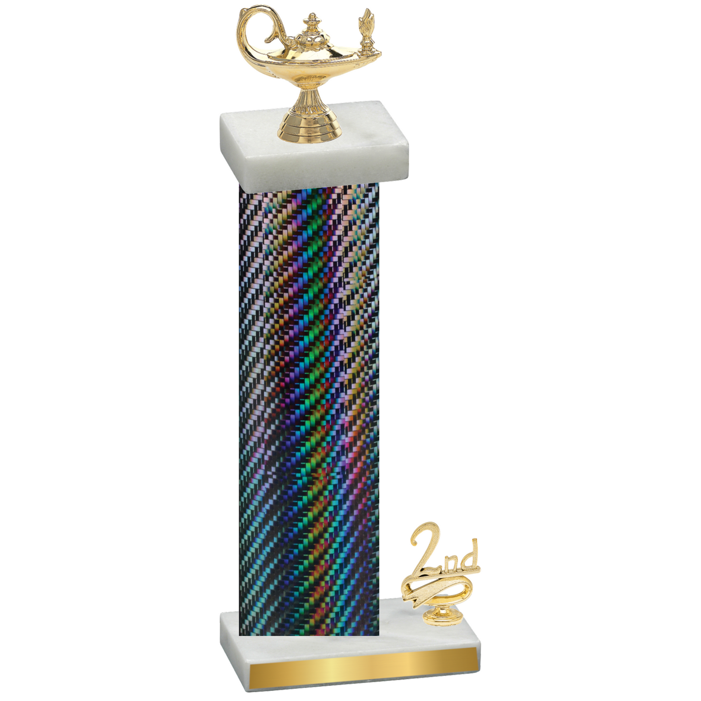 Accented Single Black Carbon Fiber Second Place Academics Trophy