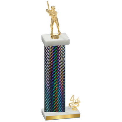 Accented Single Black Carbon Fiber Fourth Place Baseball Trophy