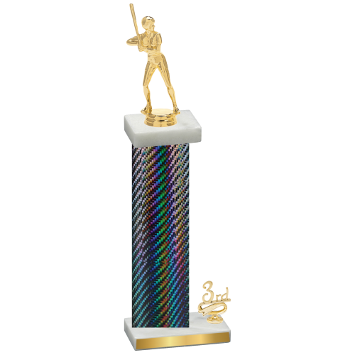 Accented Single Black Carbon Fiber Third Place Softball Trophy