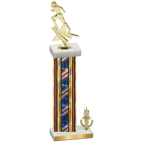 Accented Single Flag USA Victory Football Trophy