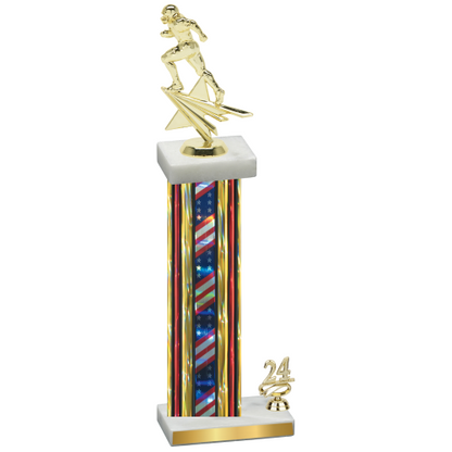 Accented Single Flag USA Year Football Trophy