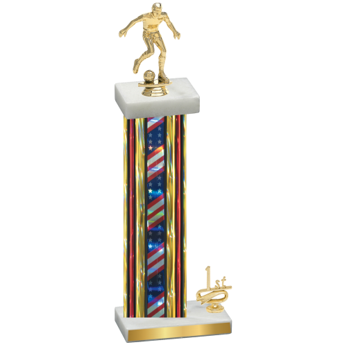 Accented Single Flag USA First Place Soccer Trophy