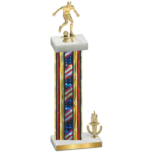 Accented Single Flag USA Victory Soccer Trophy