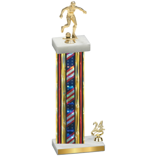 Accented Single Flag USA Year Soccer Trophy