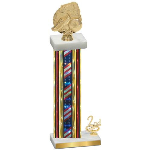 Accented Single Flag USA Second Place Soccer Trophy