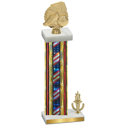 Accented Single Flag USA Victory Soccer Trophy