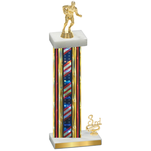 Accented Single Flag USA Third Place Rugby Trophy