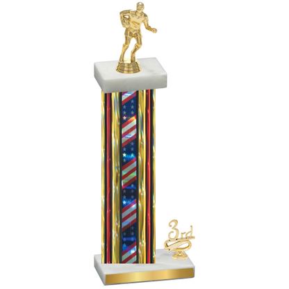 Accented Single Flag USA Third Place Rugby Trophy
