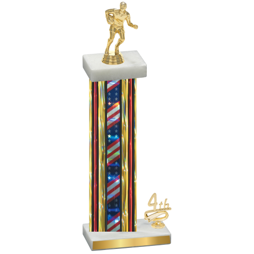 Accented Single Flag USA Fourth Place Rugby Trophy